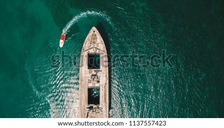 Image, Stock Photo Aerial Drone View Of Old Shipwreck Ghost Ship Vessel