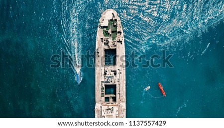 Similar – Foto Bild Luftbilddrohne Ansicht des alten Schiffbruch-Geisterschiffes