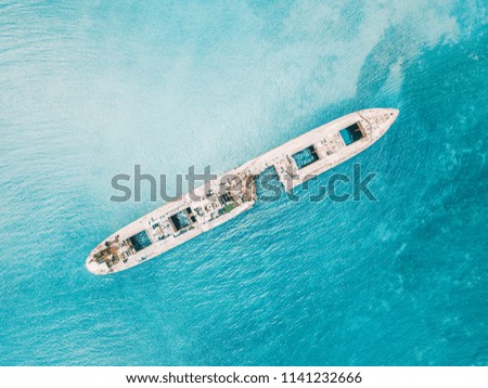 Similar – Image, Stock Photo Aerial Drone View Of Old Shipwreck Ghost Ship Vessel