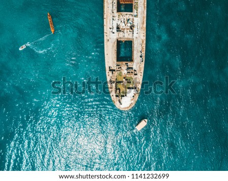 Similar – Aerial Drone View Of Old Shipwreck Ghost Ship Vessel