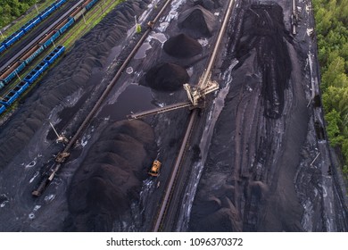 Aerial Drone View On Coal Mine. Gliwice, Silesia, Poland