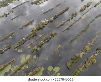 aerial drone view on Loosdrechtse plassen, leisure water recreation area in The Netherlands. - Powered by Shutterstock