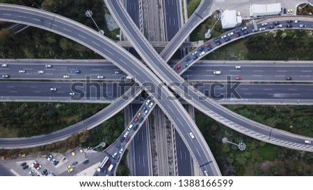 Image, Stock Photo motorway junction Evening