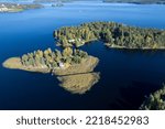 Aerial drone view of Rono and Varnisaary island in kallavesi lake Eastern finland Kuopio , Europe Northern Savonia Europe