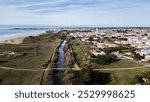 Aerial drone view of Saint Gilles Croix de Vie, France on a beautiful winter day