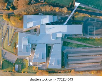 Aerial Drone View Of School Building 