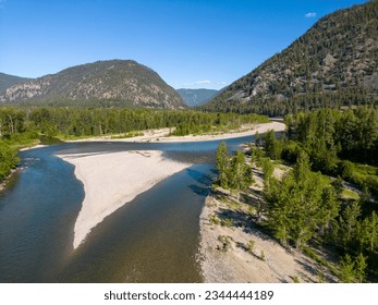 Aerial drone view of the Similkameen River near Princeton in British Columbia, Canada. - Powered by Shutterstock