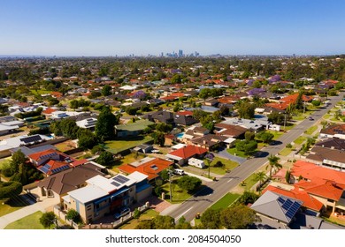 Aerial Drone View Skyline Of Perth, The Capital Of Western Australia And The Most Isolated City In The World. 