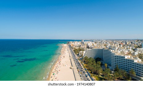 Aerial Drone View: Sousse, Touristic Area Of Tunisia - Tunis . Sea Side, Tunisia From The Sky