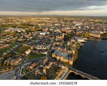 Aerial Drone View Of St.Johns Castle Limerick City. 