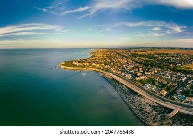Aerial drone view of Westgate on Sea, Margate, Kent, UK