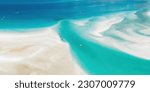 Aerial Drone view of Whitehaven Beach in the Whitsundays, Queensland, Australia