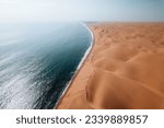 Aerial Drone, Where Desert Meets the Ocean, Sandwich Harbour, Namibia, Africa
