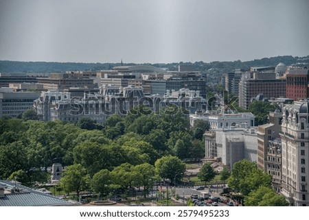 aerial elevated view of Eisenhower Executive Office Building and the White House in Washington, D.C.
