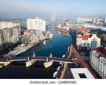 Aerial: The Fishing Village In Kaliningrad In Winter