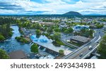 Aerial Fly Over Riverfront Community in Bend Oregon