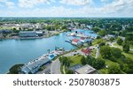 Aerial Fly Through of Kenosha Marina and Lighthouse