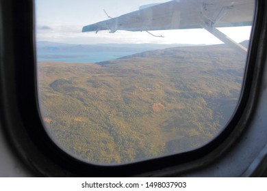 Aerial Footage View from Plane Window of Brooks River Winding Through the Woods Forest of Katmai National Park Alaska - Powered by Shutterstock