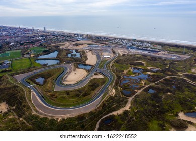 Aerial Footage Of Zandvoort Race Track The Netherlands, Noord Holland Formula 1 One