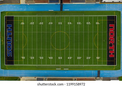 Aerial Football Or Soccer Field From Directly Overhead