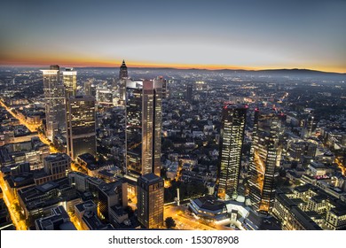 Aerial Of Frankfurt Am Main By Night