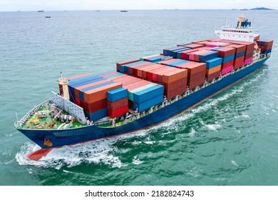 Aerial Front View Container Ship Carrying Stock Photo 2182824743 ...