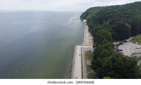 Aerial With At Gdynia Beach And Promenade