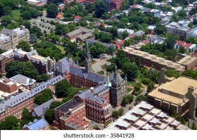 Aerial Of Georgetown University In Washington DC.