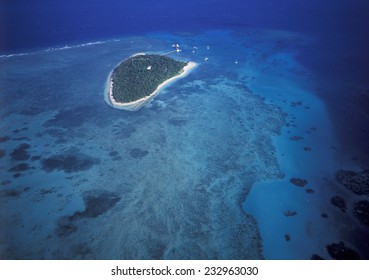 Aerial Of Green Island Off The Queensland Coast  ,Australia.