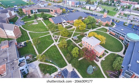 Aerial Of Grounds Of College Campus In Northeast Indiana