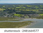 Aerial helicopter views over Swansea, Mumbles and the Gower Peninsular, Wales, UK
