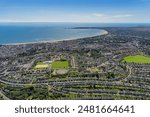 Aerial helicopter views over Swansea, Mumbles and the Gower Peninsular, Wales, UK
