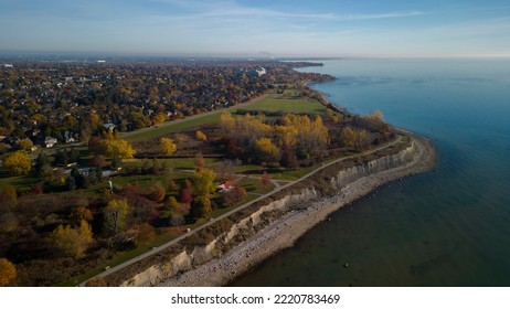 Aerial High Angle View Of The Waterfront Trail Near Rotary Park In Ajax Ontario