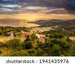 Aerial of houses near Natipuan Beach in Nasugbu, Batangas, Philippines.