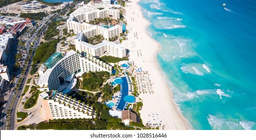 An Aerial Image Of A Beach In Cancun, Mexico.