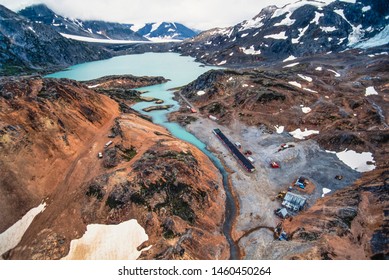 Aerial Image Of Brucejack Mine (gold Mine) And Brucejack Lake, Near Stewart In Northwest BC, Canada