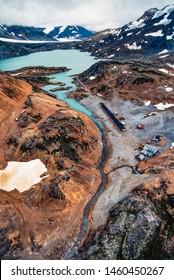 Aerial Image Of Brucejack Mine (gold Mine) And Brucejack Lake, Near Stewart In Northwest BC, Canada