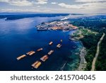 Aerial image of Campbell River mill, Elk Falls, BC, Canada