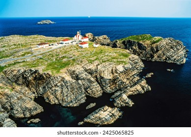 Aerial image of Cape Bonavista Lighthouse, Newfoundland, Canada