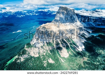 Aerial image of Castle Mountain, Banff National Park, Alberta, Canada