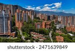 Aerial image of the city of Medellín, Colombia; during a spectacular summer day
