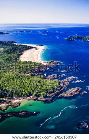 Aerial image of Clayoquot Sound, Vancouver Island, BC, Canada