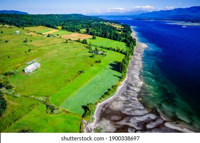 Aerial Image Of Denman Island, Gulf Islands, BC, Canada