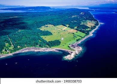 Aerial Image Of Denman Island, Gulf Islands, BC, Canada