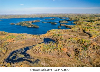 Aerial image of Elk Island Park, Alberta, Canada