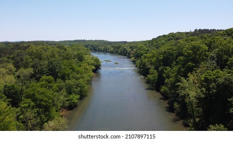 Aerial Image Of The Etowah River Near Rome Georgia.