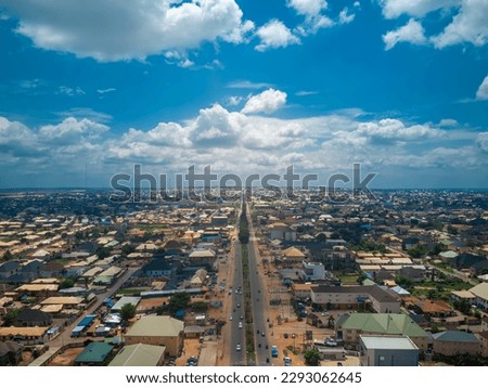 An aerial image of a major road in the city of Asaba, Delta state, Nigeria