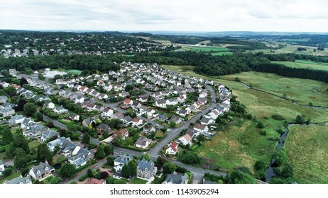 Aerial Image Over The Village Of Kilmacolm In West Central Scotland.