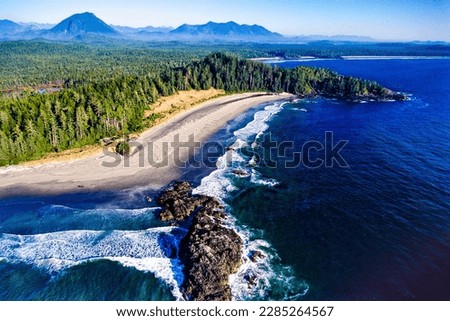 Aerial image of the Pacific Rim area Vancouver Island, BC, Canada