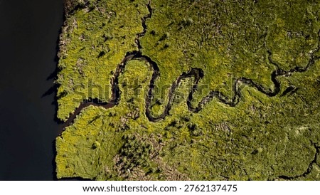 Aerial image of a river and a pattern drone shot